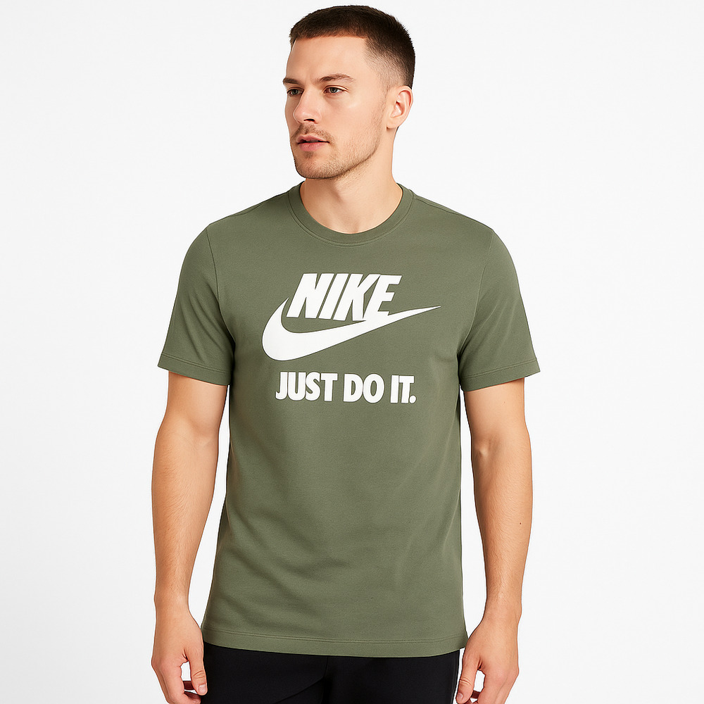 Nike Olive Green‎ Nike Logo Just Do It Short Sleeve Crew Neck T Shirt Medium